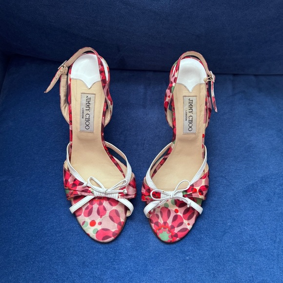 Jimmy Choo Shoes - Jimmy Choo Multicolor Floral Print Satin Women’s Sling back Sandals Size‎ 39 1/2